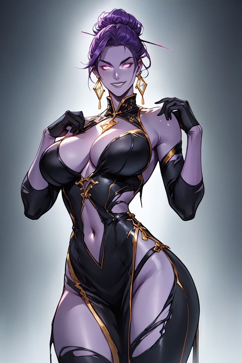 Bokeh, Blank Background, Crisp Highlights And Reflections On The Outfit Hentai AI Porn