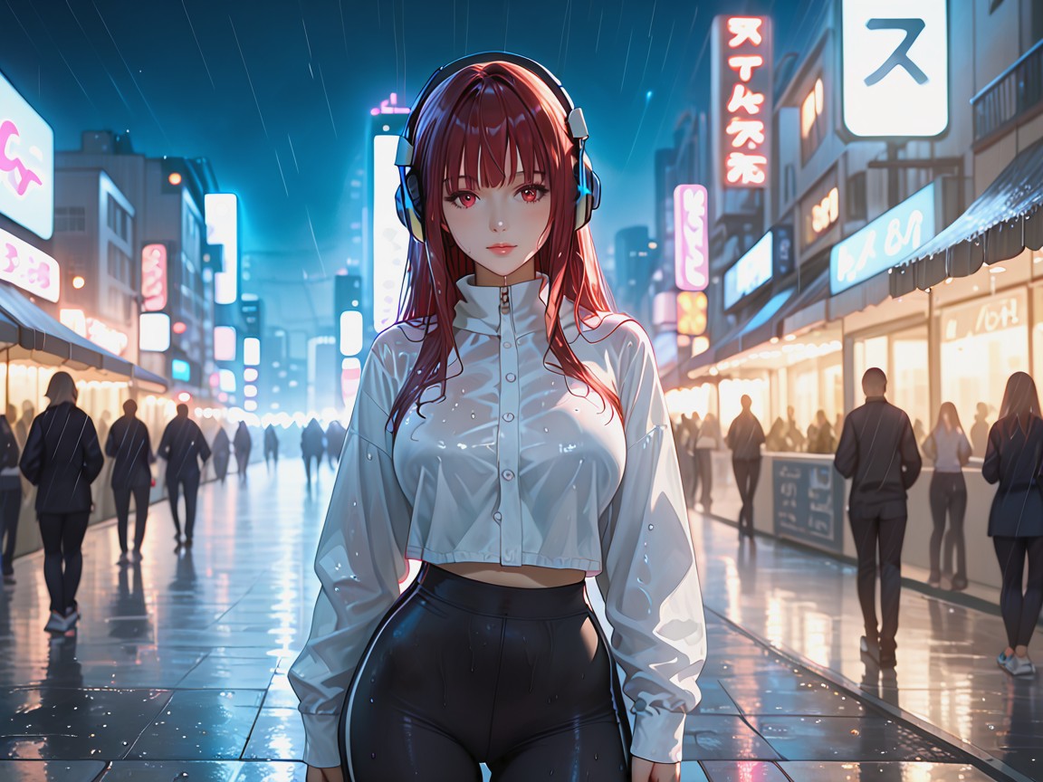 View From The Side, City, Busy City Intersection At Night Hentai AI Porn