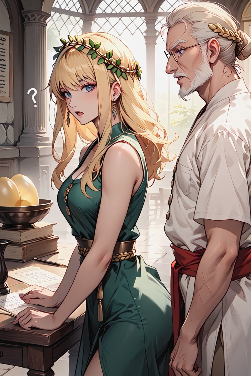 Loose Fitting Tunic, Medium Breast, Writing On Crumpled Papyrus Hentai AI Porn