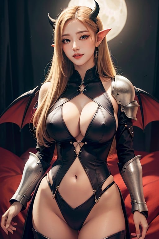 Big Moon, Big Demon Wings, Large Breast AI Porn