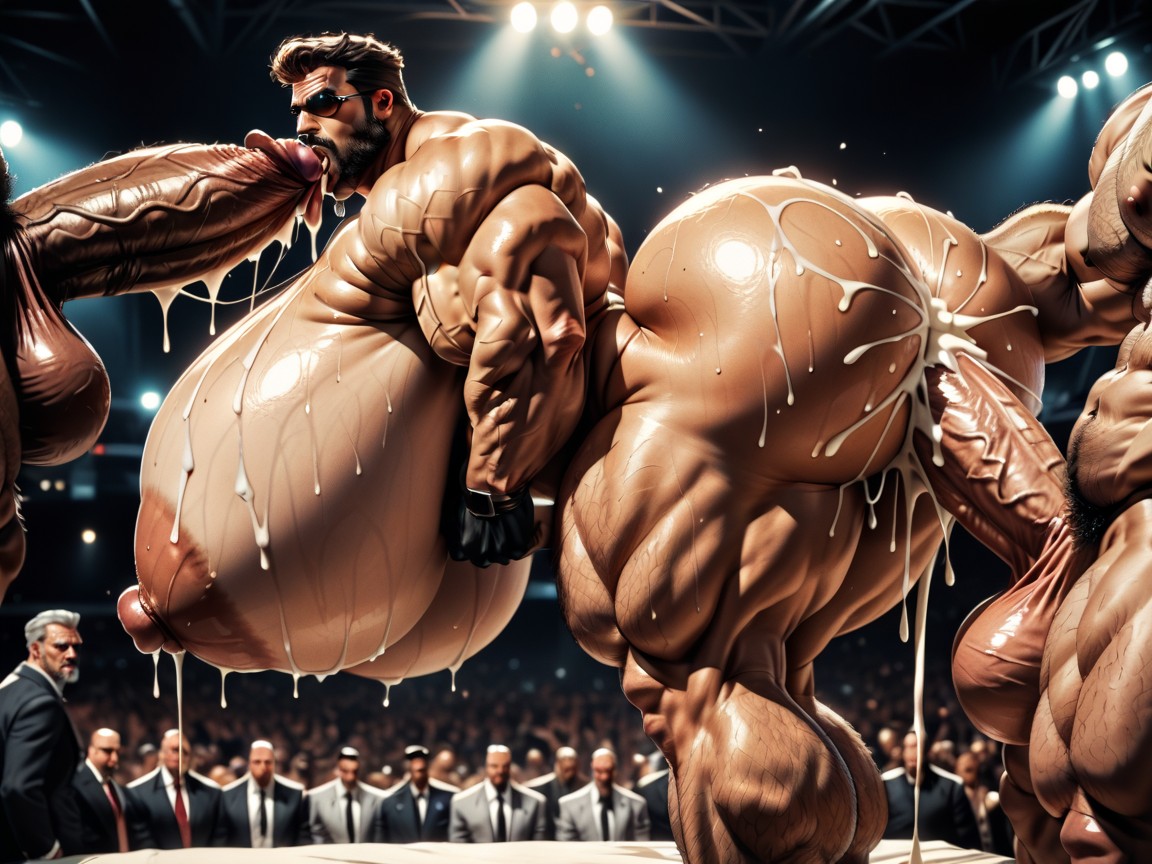 Bras Derrière Le Dos, Big Pecs, Mouth Agape Porno IA Gay