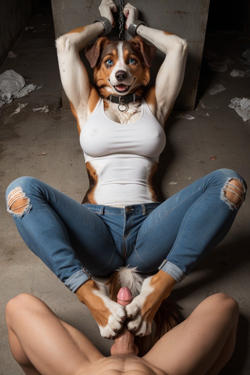 Large Brown Patches, Skinny, Tape Gag Furry AI Porn