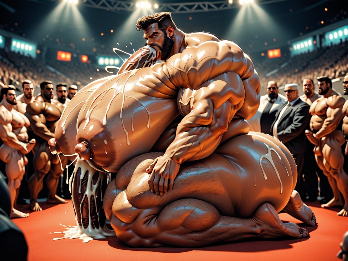 Rough Hyper Huge Impossibly Long Cocks Fucking Them Everywhere, Front View, Double Penetration In Mouth AI Gay Porn