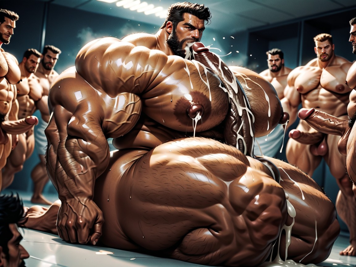 Detailed Massive Muscles, Hands Spread Ass Very Far Apart, Both Boobs Getting Sucked Hard KI Schwulenporno