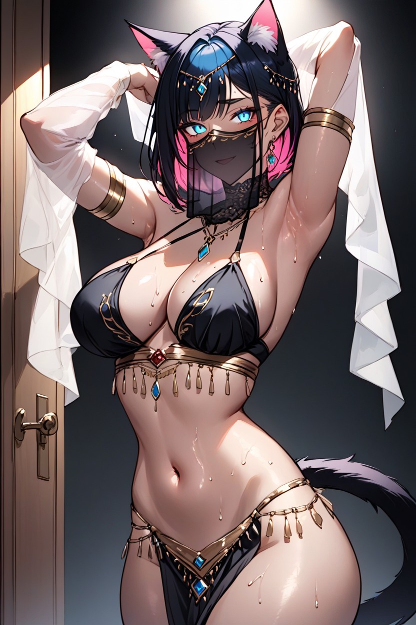 Straight Hair, Soft Round Face, Pink Inner Hair Hentai AI Porn