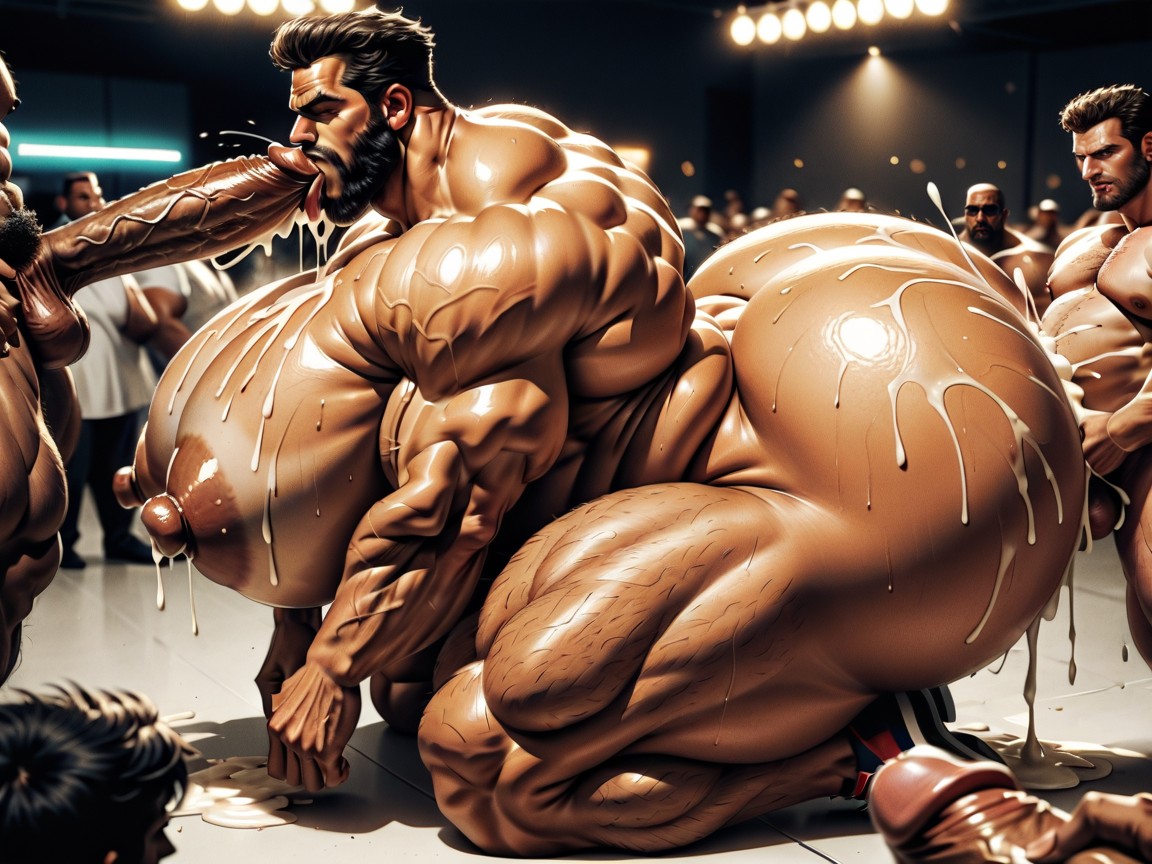 Detailed Massive Muscles, Focus Under Boob, Big Extreme Hyper Nipples 게이 AI 포르노