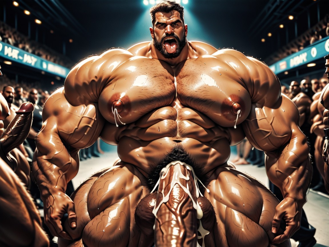 Oiled Skin, 두꺼운 체형, Huge Hyper Nipples 게이 AI 포르노