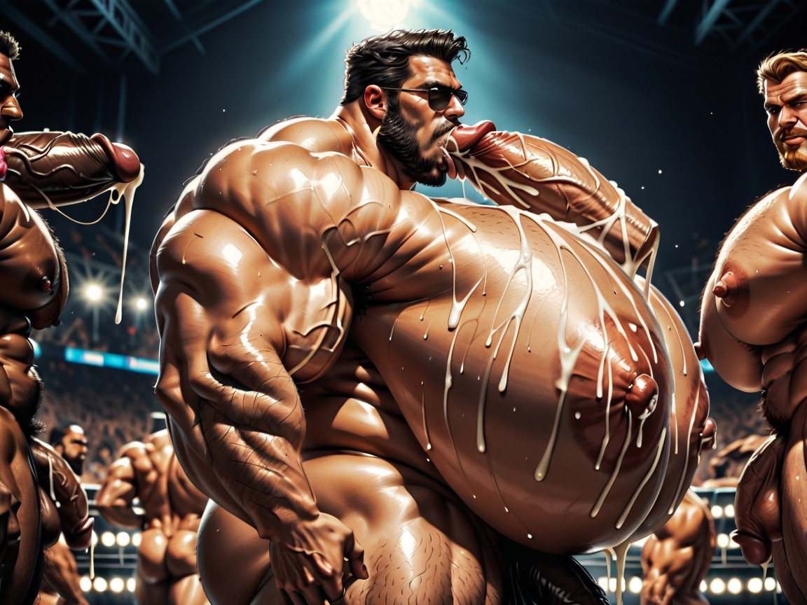 18+, Rough Hyper Huge Impossibly Long Cocks Fucking Them Everywhere, Detailed Massive Muscles Porno IA Gay