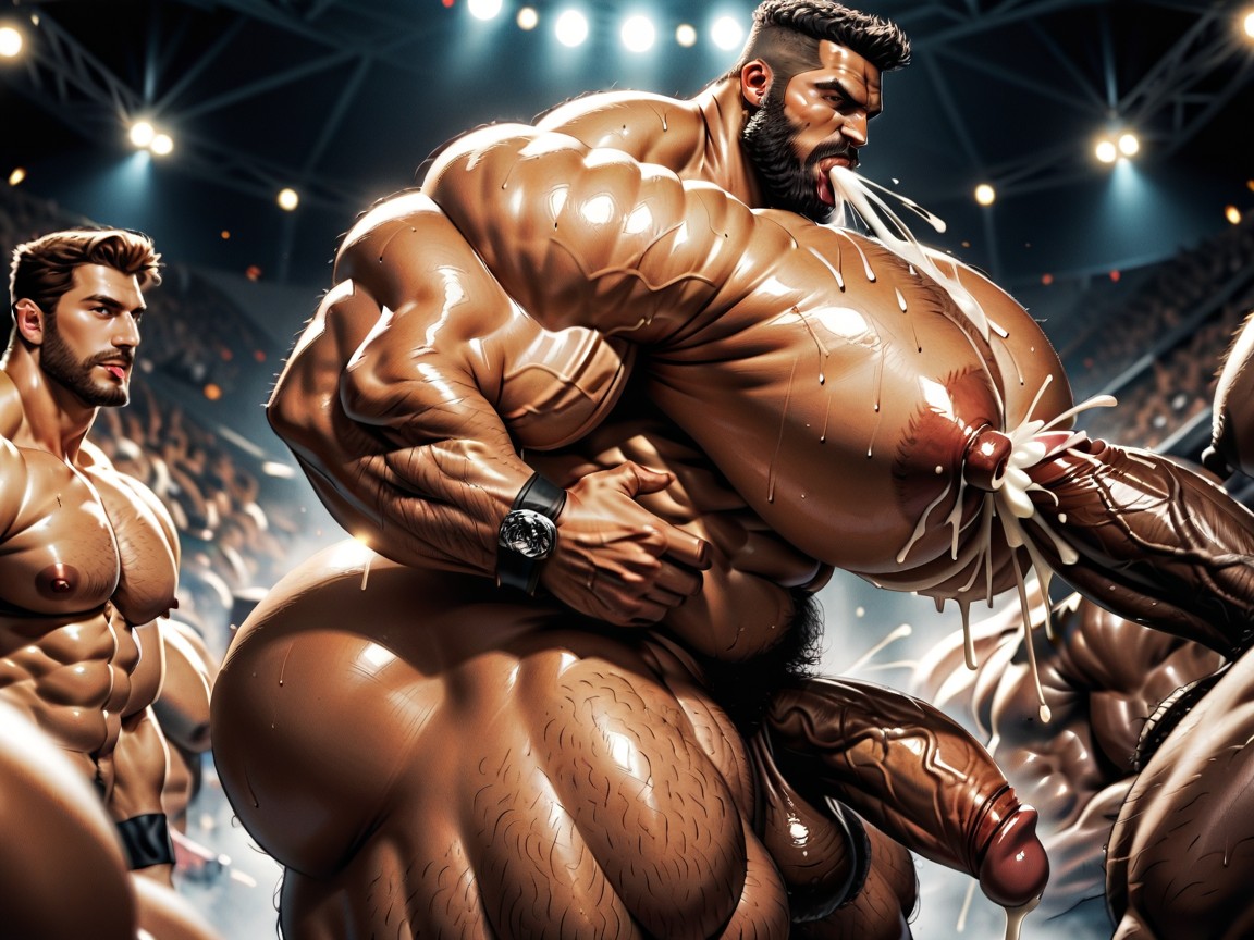 Dark Five Oclock Shadow, Beaucoup De Gens Autour, Big Pecs Porno IA Gay