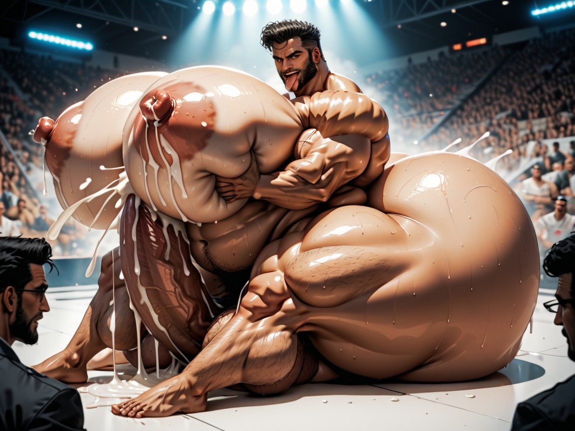 All Hyper Breasts, Hairy Thick Hyper Muscled Body, Huge Cocks On Ass And In Ass AI Gay Porn