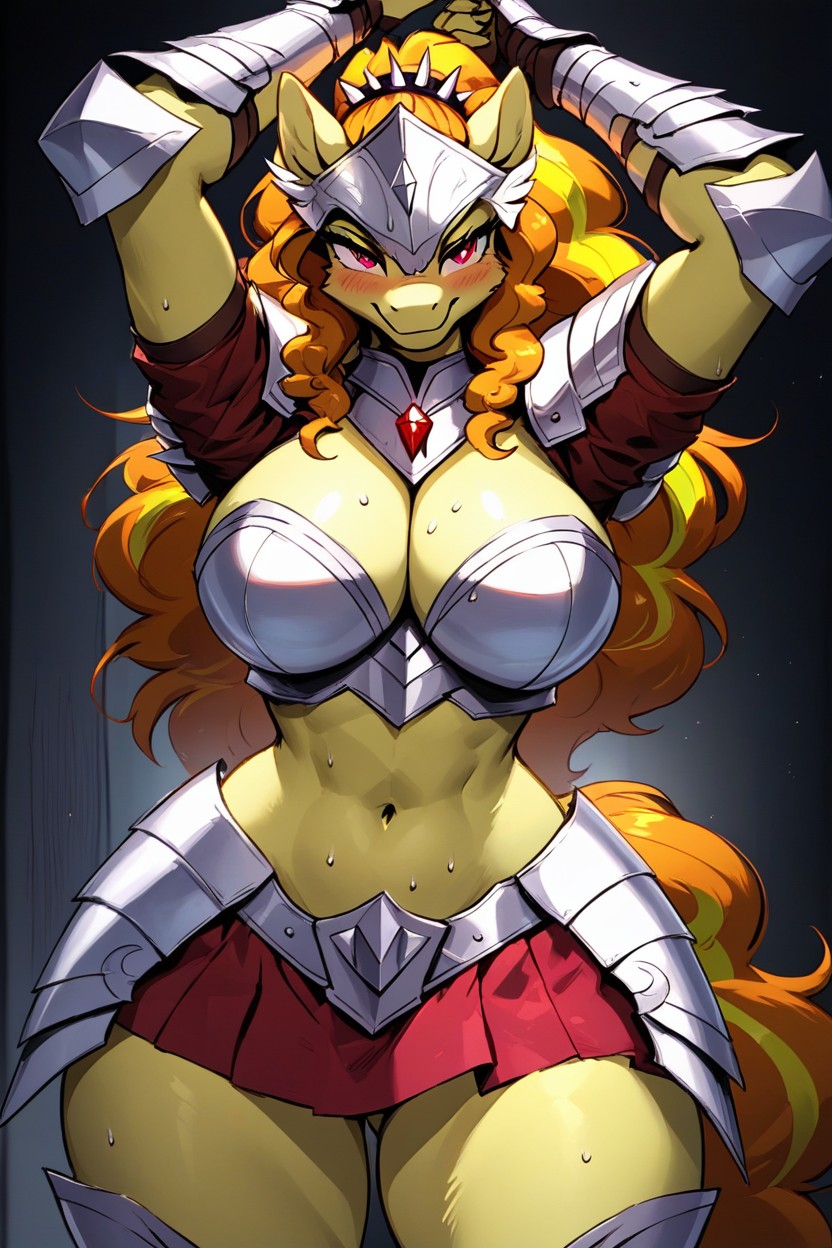 Shy, Wide Hips, Arms Up Furry AI Porn
