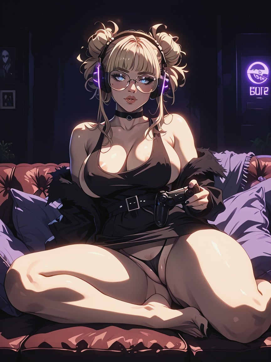 Mouth Agape, Bangs, Fur Pillows Hentai AI Porn