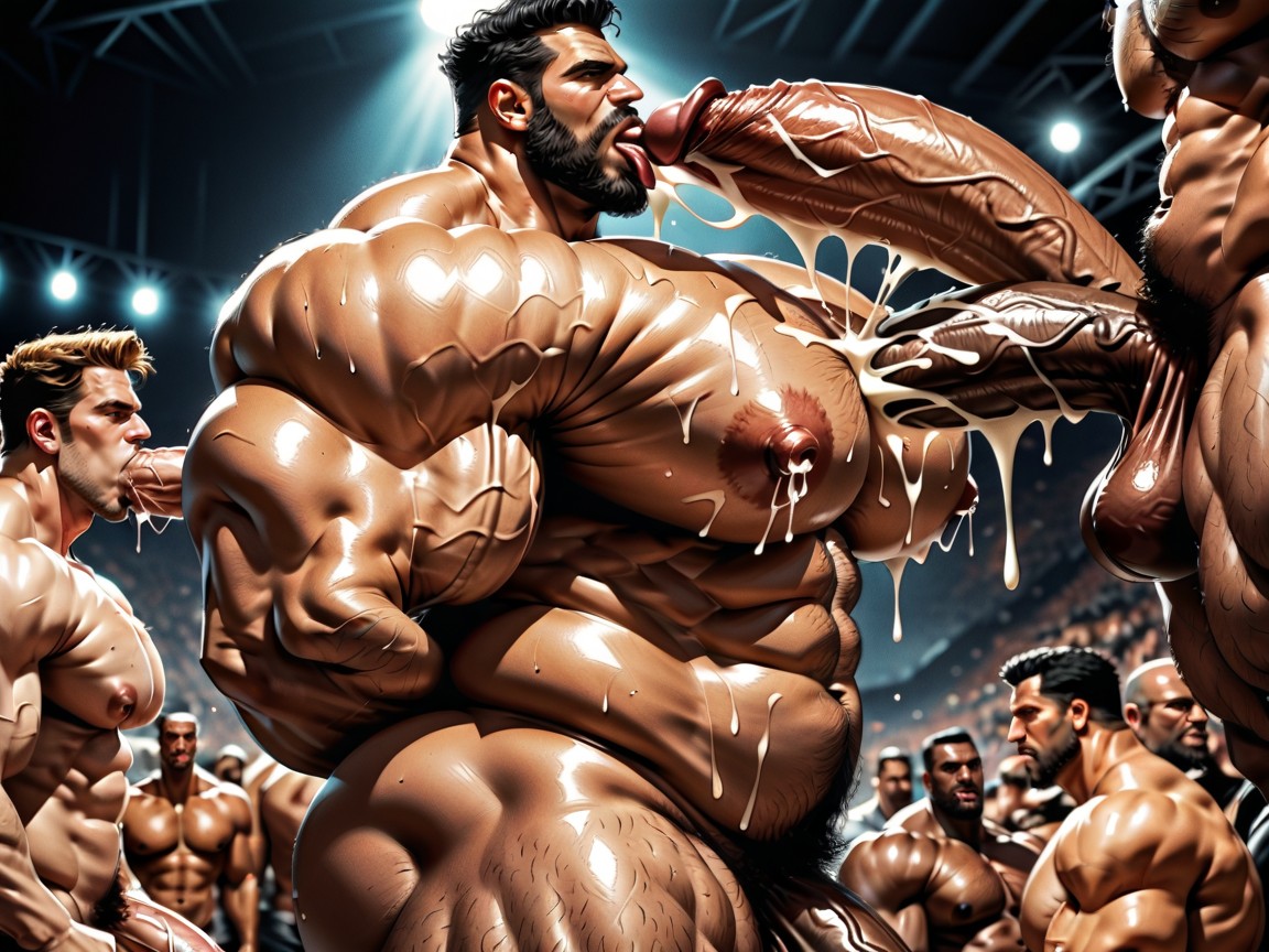 Extreme Hyper Boobs, Big Pecs, Sweaty 게이 AI 포르노