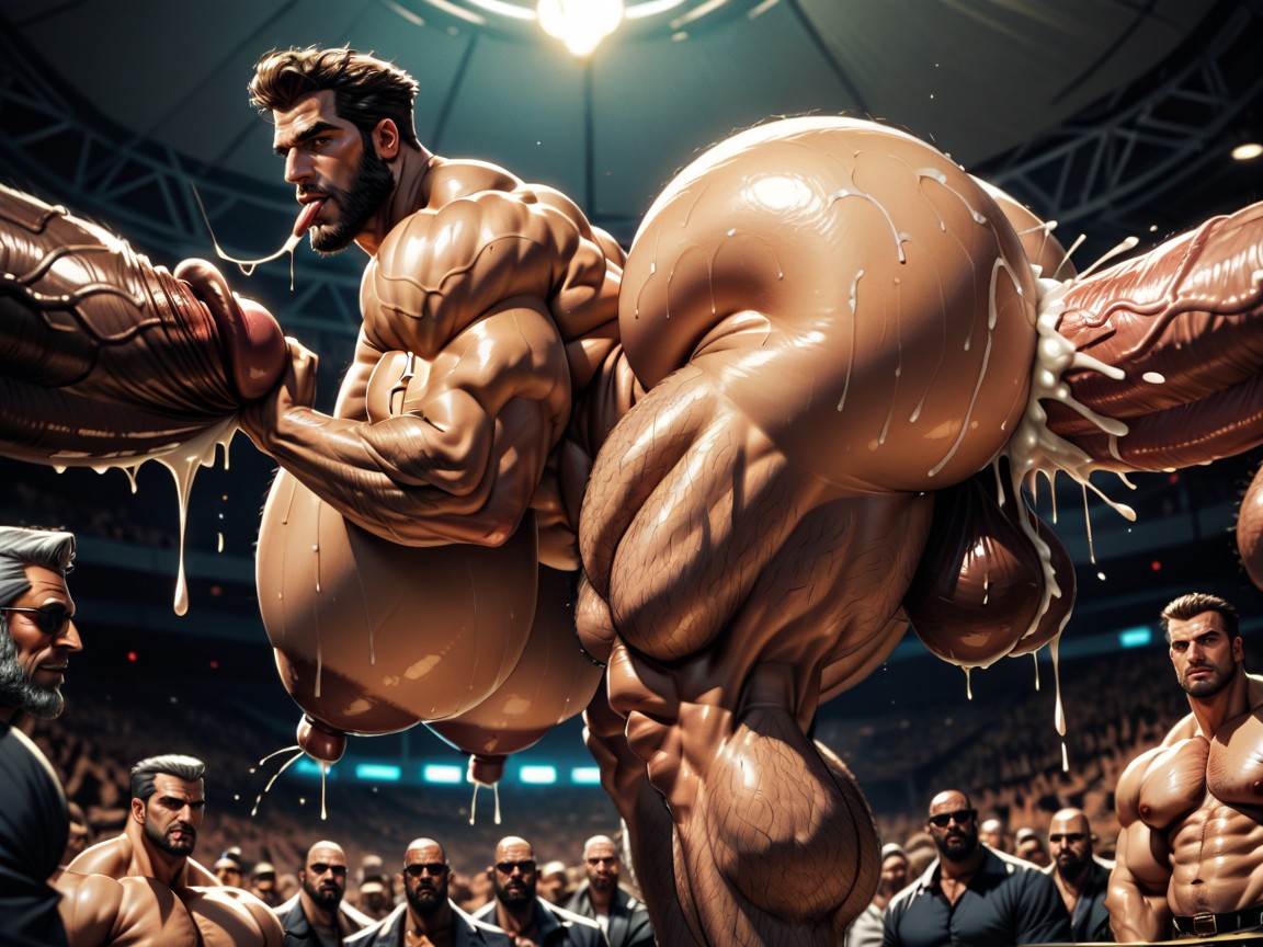 Bearded, Huge Cocks On Ass And In Ass, Gangbang Massive Ass ゲイAIポルノ