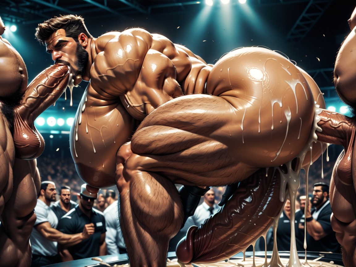 Creampie, De Arriba A Abajo, Massive Thick Bulky Hairy Muscles Porno gay IA