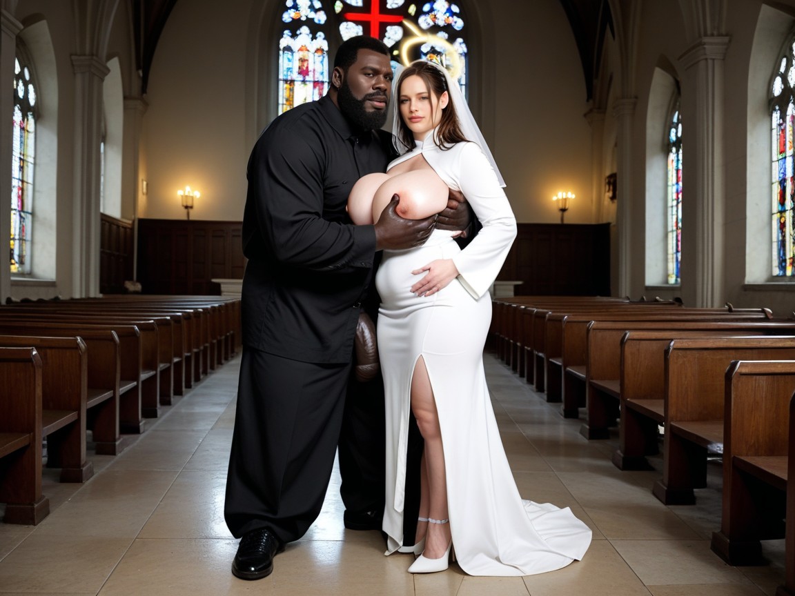 With Priest Clothes, Fully Clothed, White Heels AI Porn