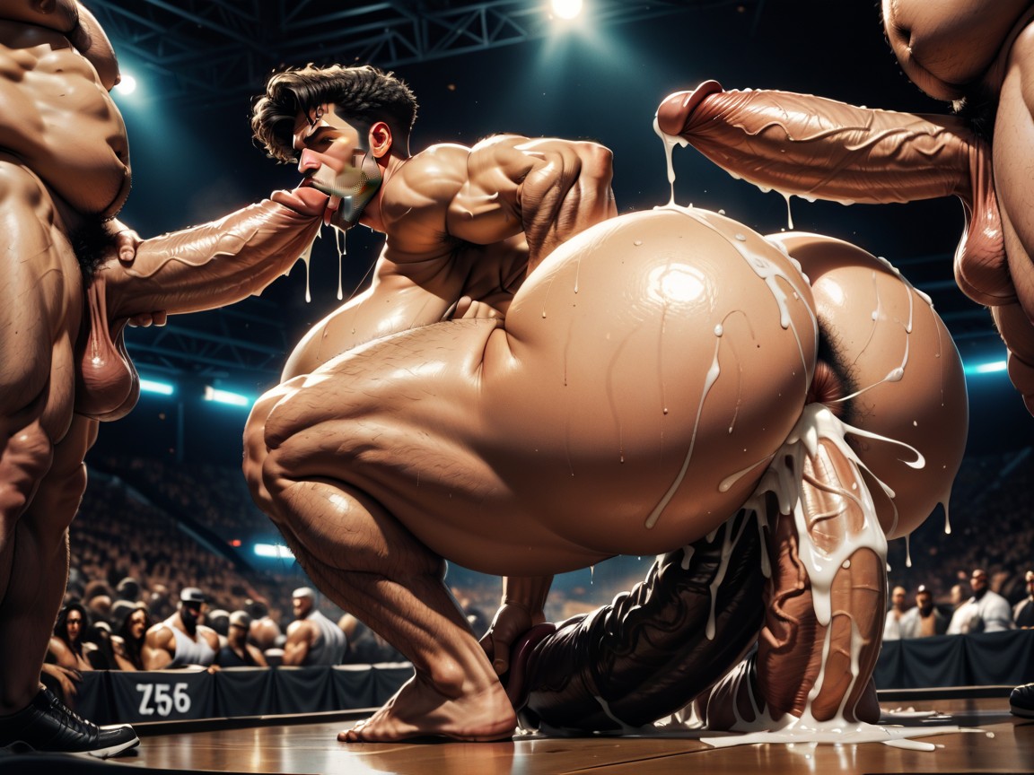 Detailed Massive Muscles, Massive Ass, Cum Covering Face Porno IA Gay