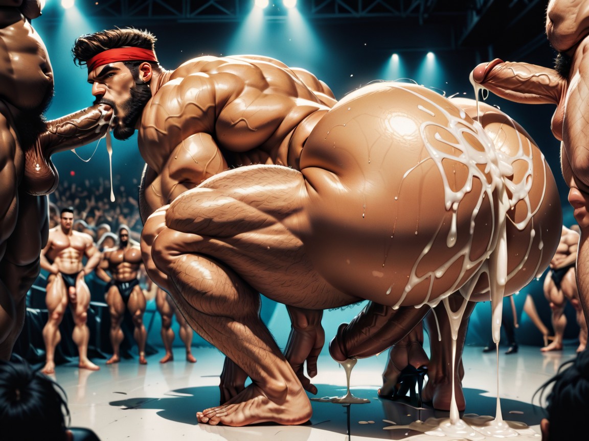 Gangbang Massive Ass, Big Pecs, Oiled Skin Porno IA Gay