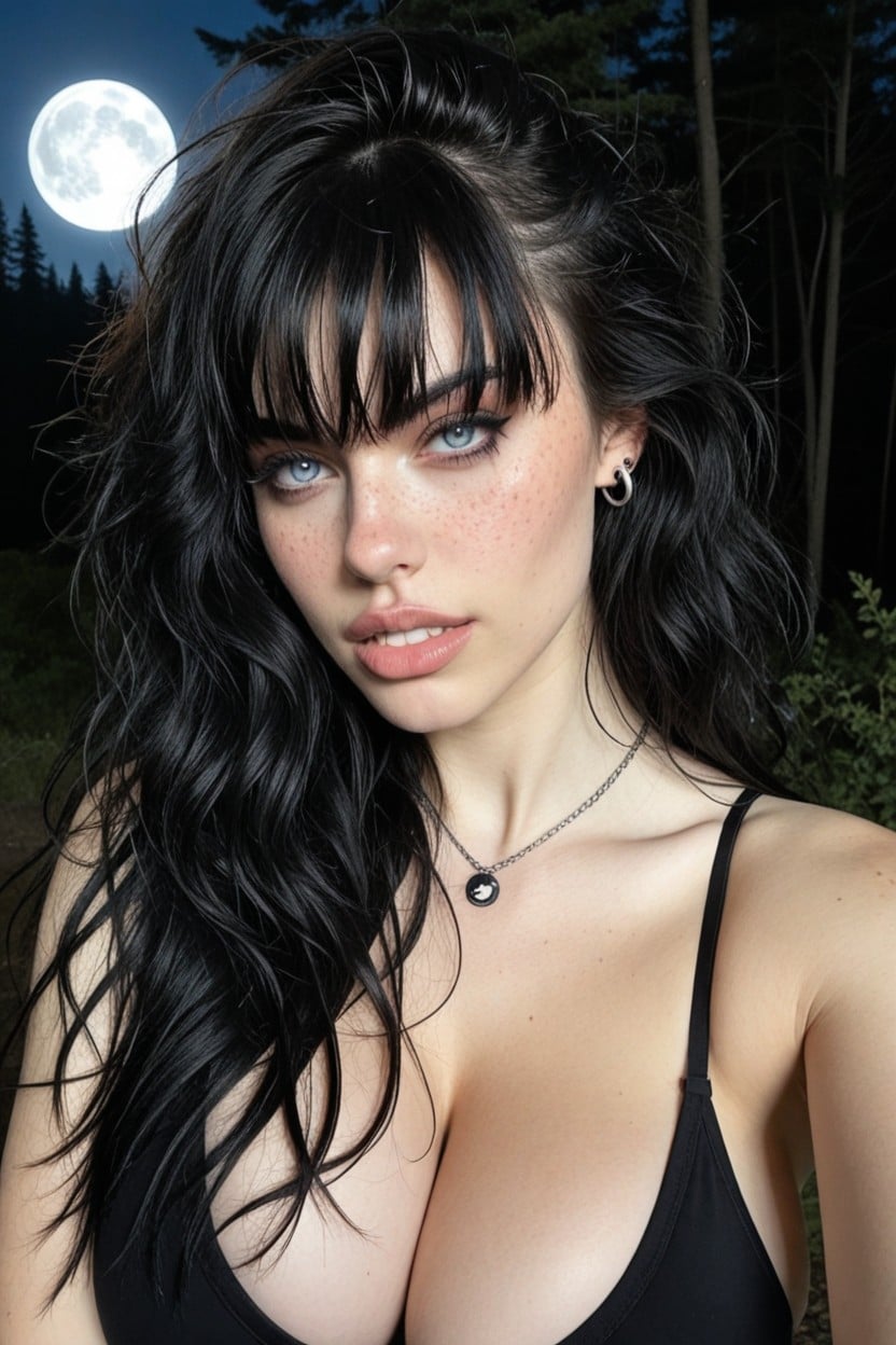 Pale Skin, Emo Fringe Haircut, Full Body AI Porn