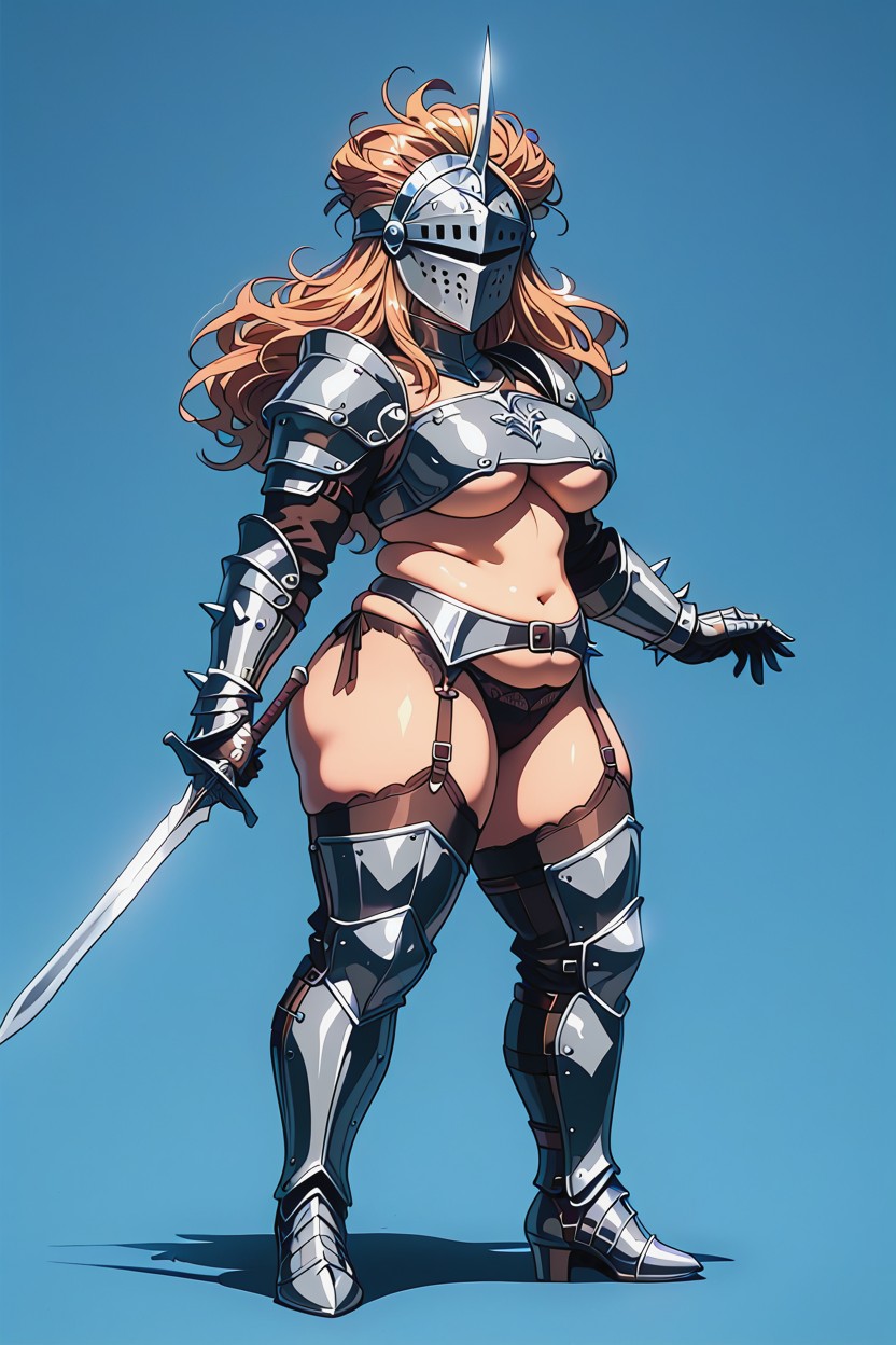 Dynamic Pose, Sword Taller Than Body, Armor Gloves BBW AI Porn