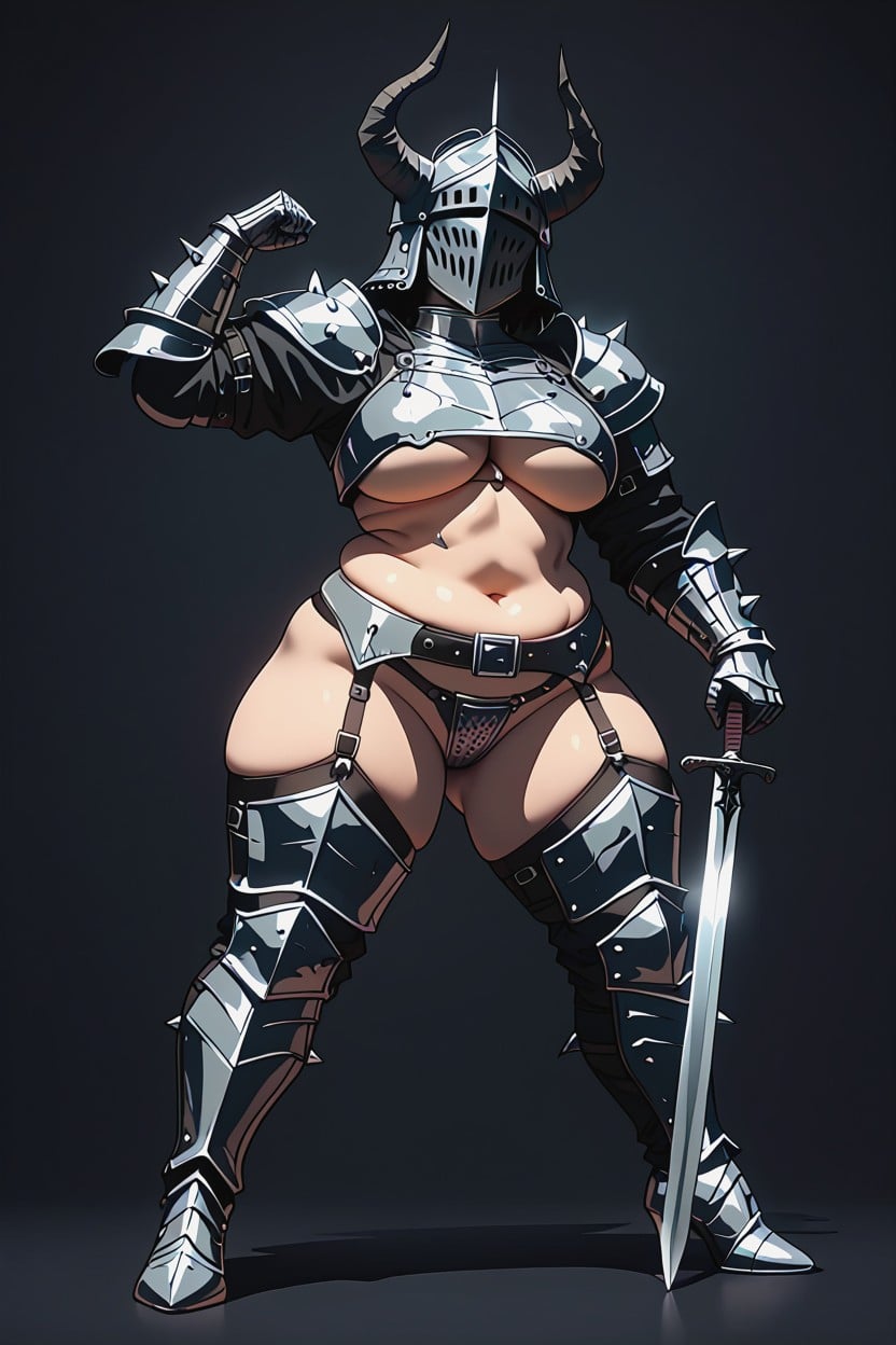 Pinup Pose, 1 Person, Underboob BBW AI Porn