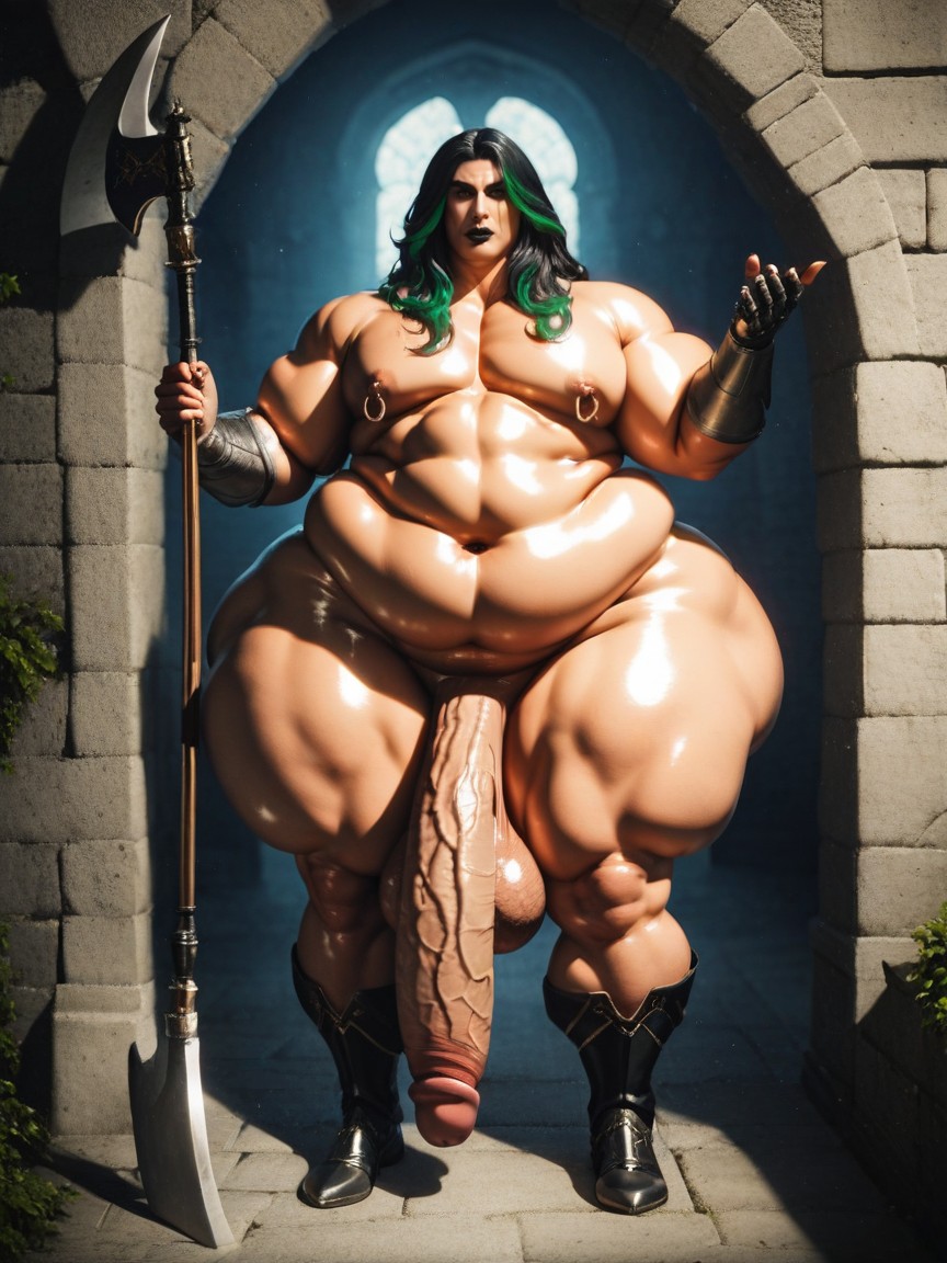Glossy Skin, Fantasy Armor, Femine Face Porno IA Gay