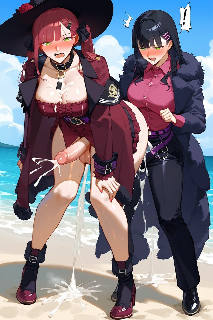 Red Ribbon On Shues, Fur Coat, Rose In The Hat AI Porn