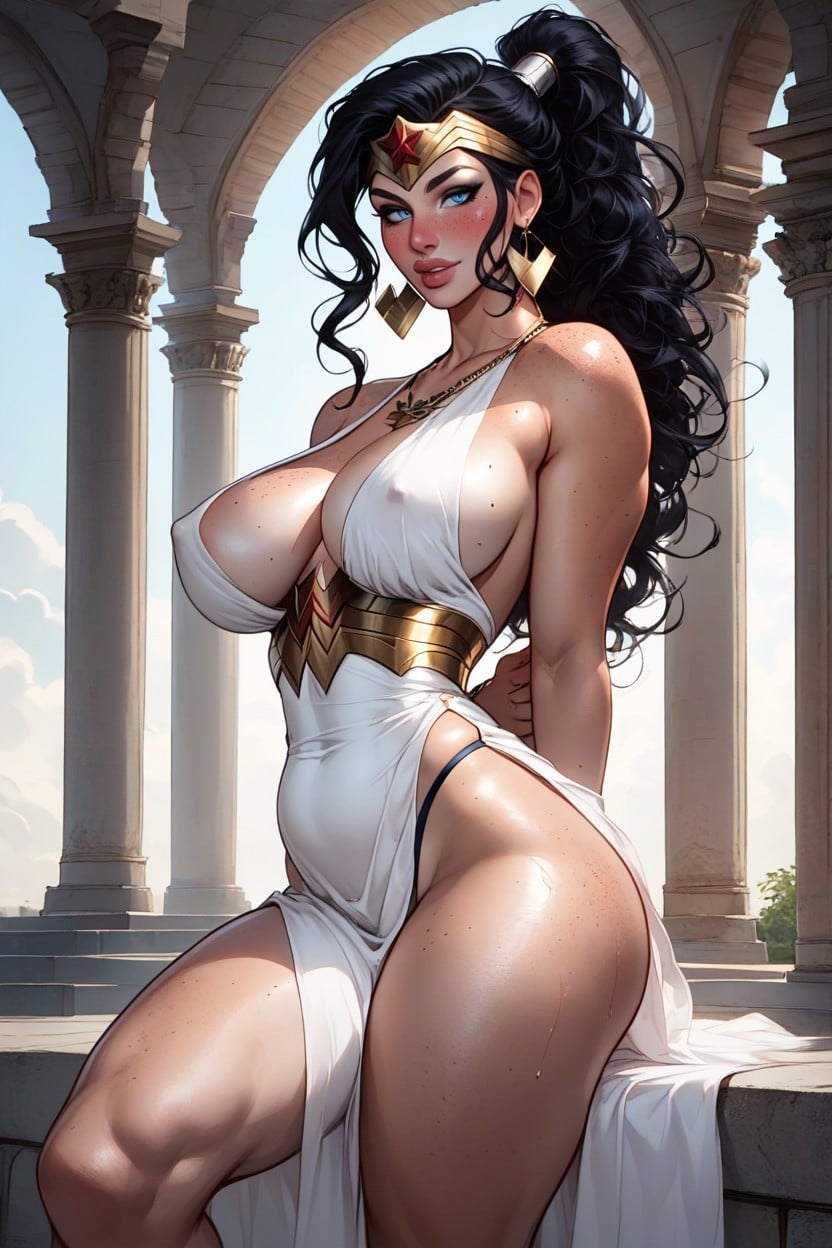 Busty, Kneeling, Inciting Sex AI Porn