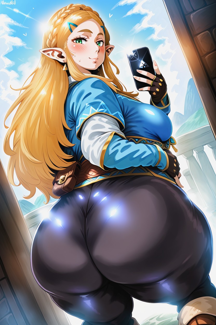 Yellow Hair, Brown Belt, Front View AI Porn