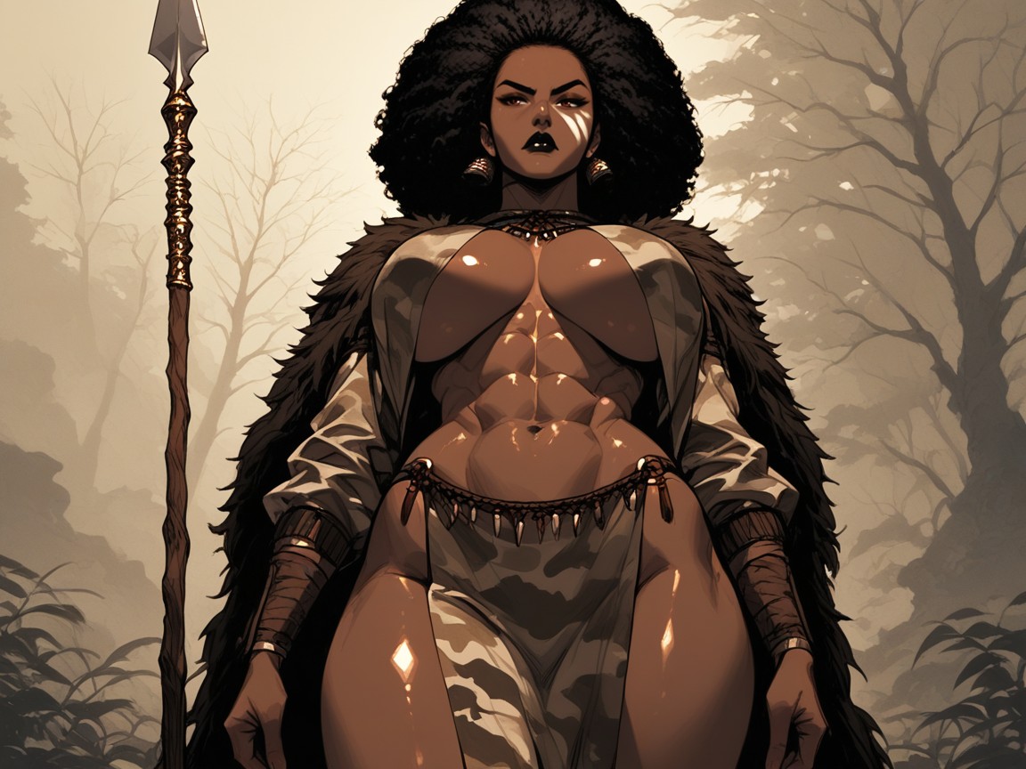 Fur Cape Over Shoulders, Germanic Tribal Soldier, Black Lipstick Porno latina IA