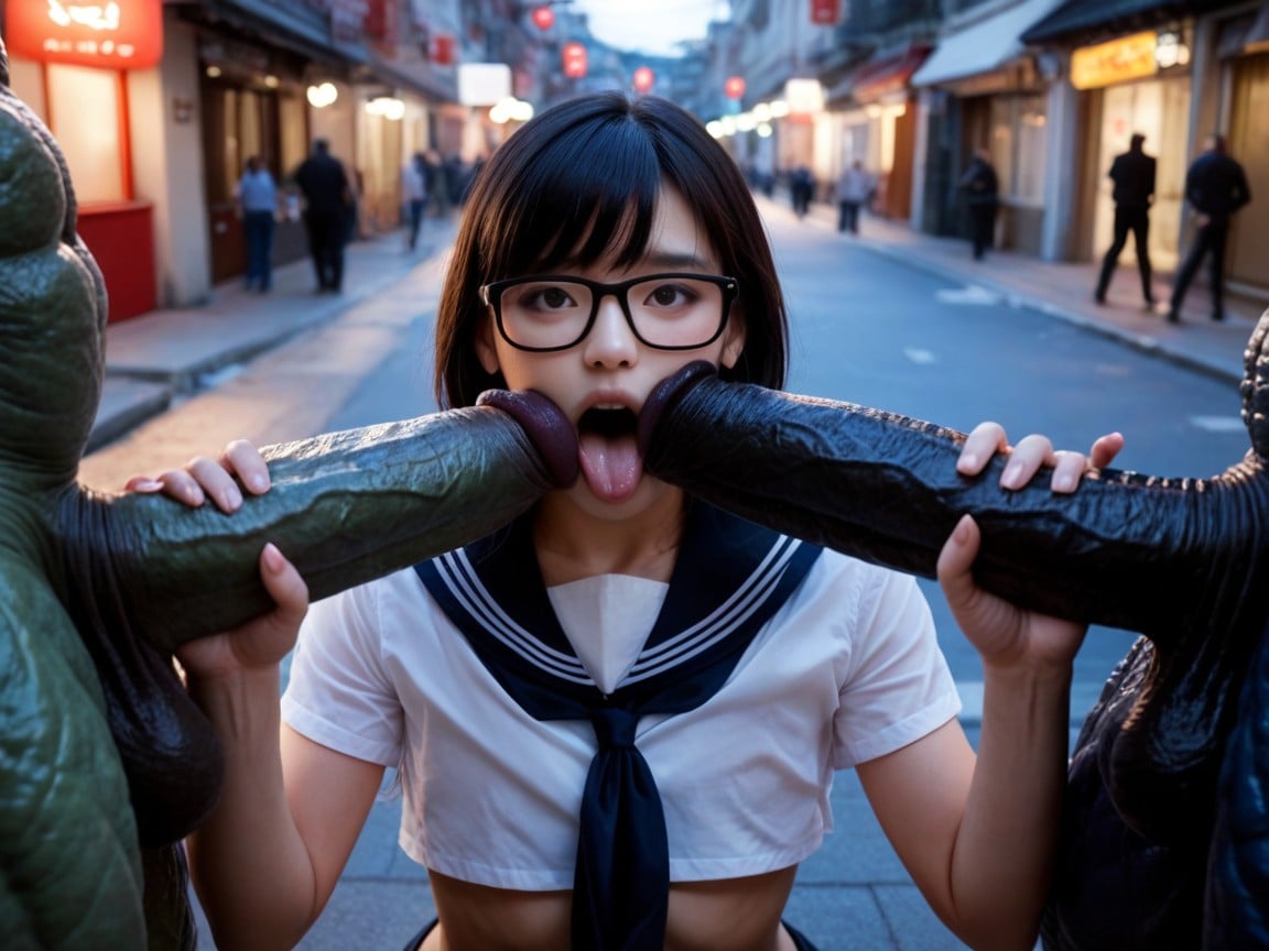 Monsters Grab Woman, Eyes Wide In Astonishment, Small Ass AI Porn