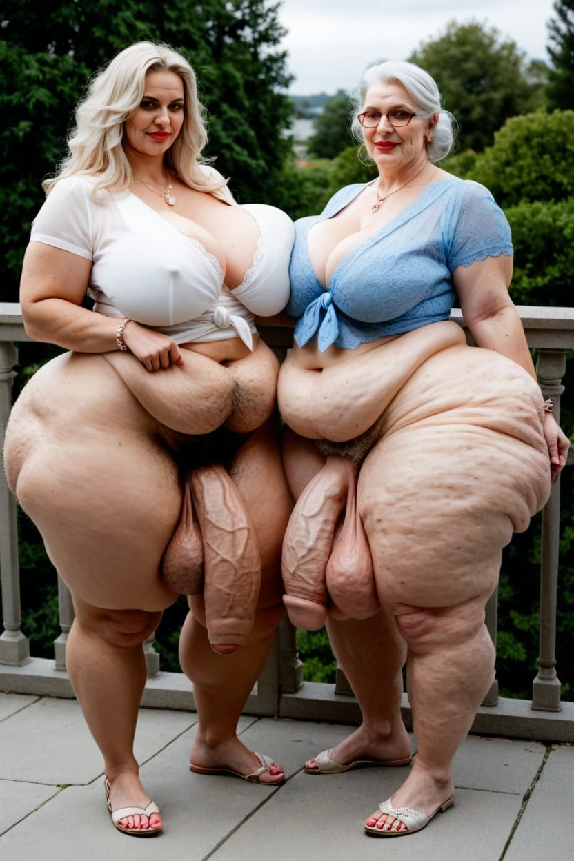 Curly, 2 People, Hyper Hairy Chest Hair Extremely Massive Long Bulge Through Clothing AI Porn