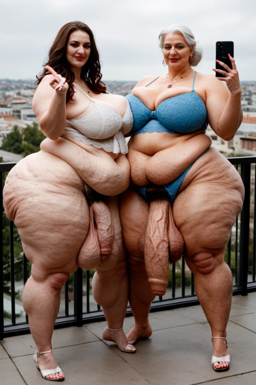 Big Belly, Hair Down To Shoulders, Obese Flabby Fat AI Porn