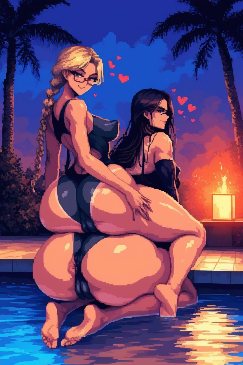 Twins, Huge Round Butt Cheeks, Skinny AI Porn
