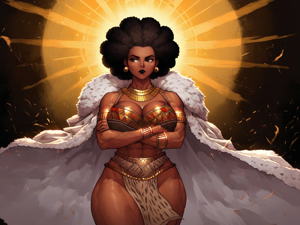 Long Breast Width, Wearing Ancient Antiquity Clothes, Camouflage Tunic Latina AI Porn