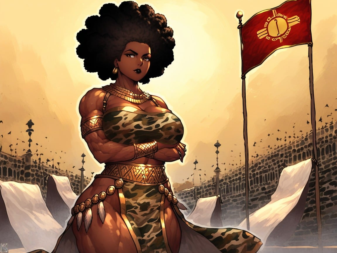 Afro, Wide Long Shoulders, Ultra Detailed Latina AI Porn