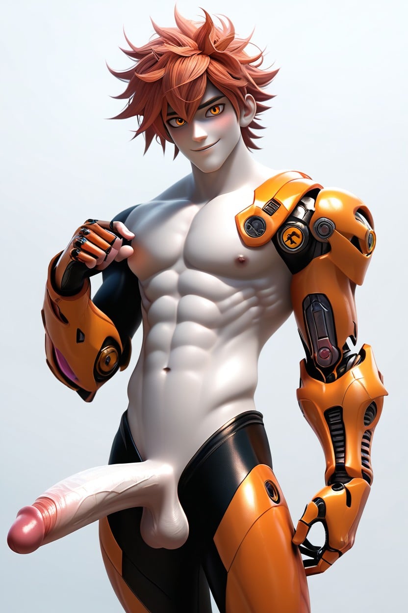 Pink And Pink Robotic Belt, Massive, Sexy Man Pose AI Gay Porn