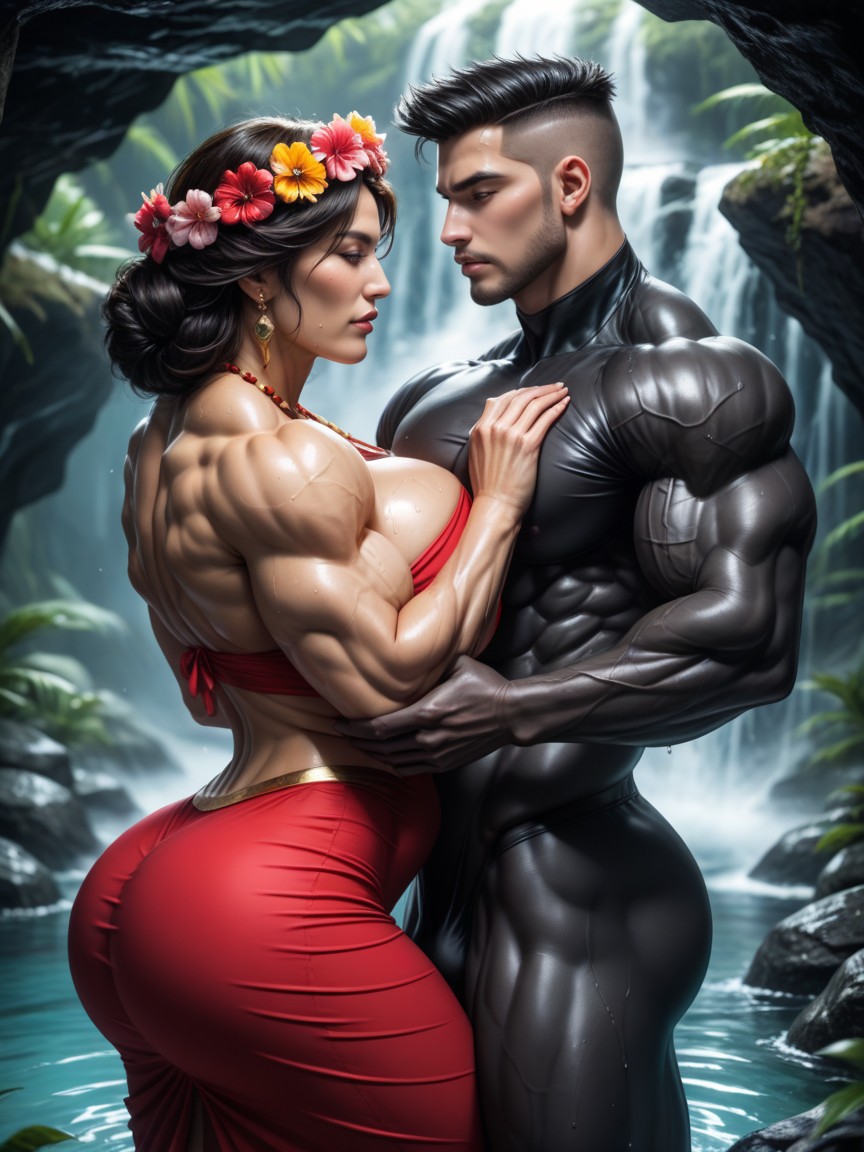 Sharp Biceps, A Old Black Muscular Man With A Bald Beard, Huge Muscles MILF AI Porn