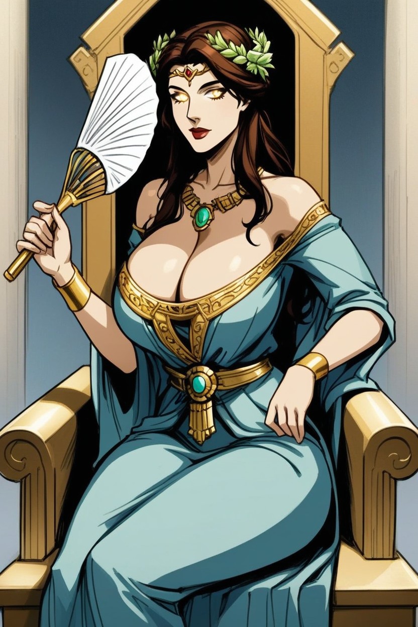 Gold Olive Wreath Tiara, Cloak Himation, Gold Bracelet AI Porn