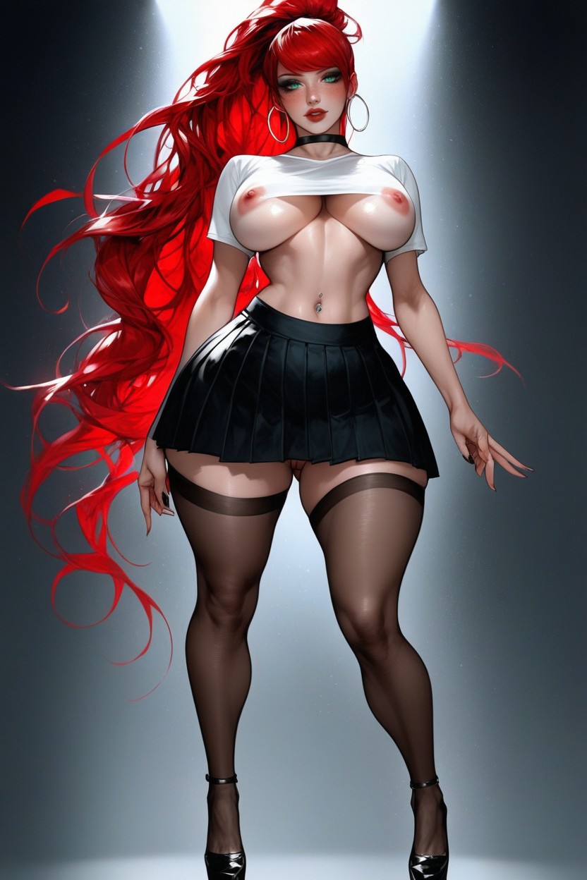 Is In The Bedroom, Goth, Red Hair Hentai IA