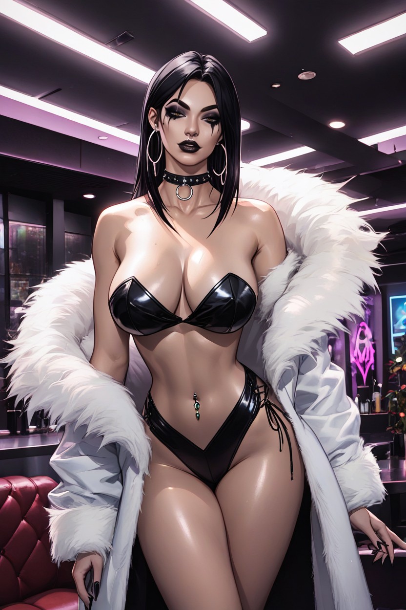 Fur Coat, Model, Oiled Skin AI Porn