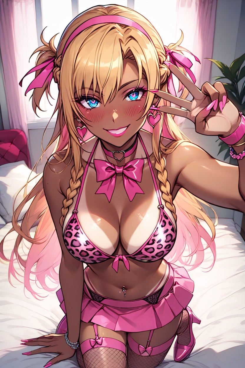 Long Hair, Hair Bow, Pink Eye Shadow Hentai AI Porn