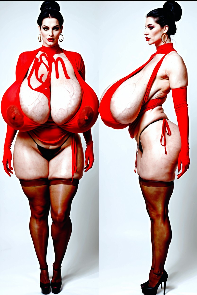 Wide Cleavage, Long Nipples, Huge Nipples AI Porn