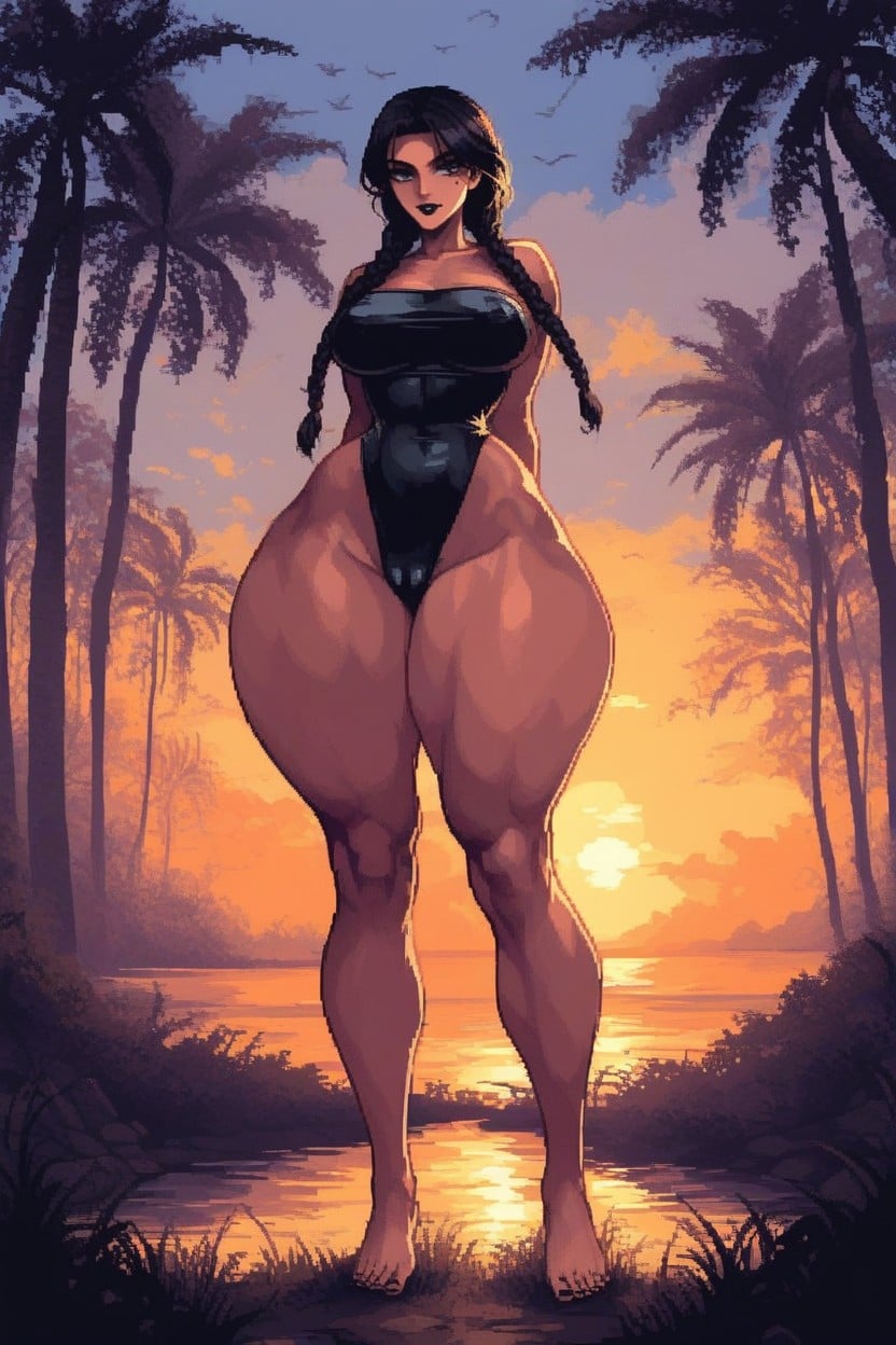 Bangs, Form Fitting Clothes, Pear Shaped Body AI Porn