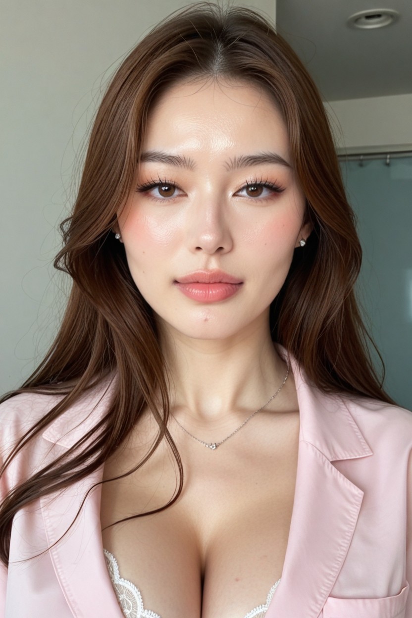Korean Woman, Dimple, Shiny Skin AI Porn