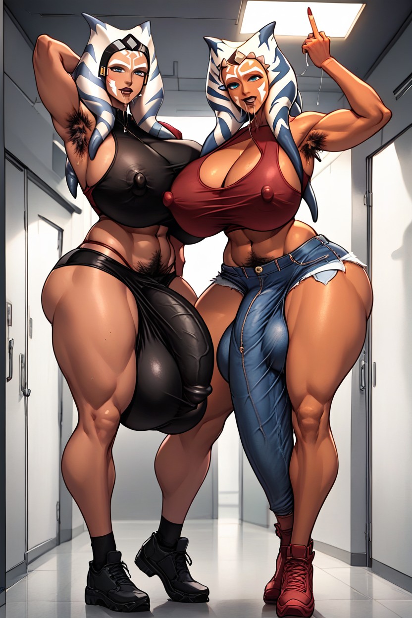 Tight Clothed Cock Outline, Drool, Big Butt Shemale AI Porn