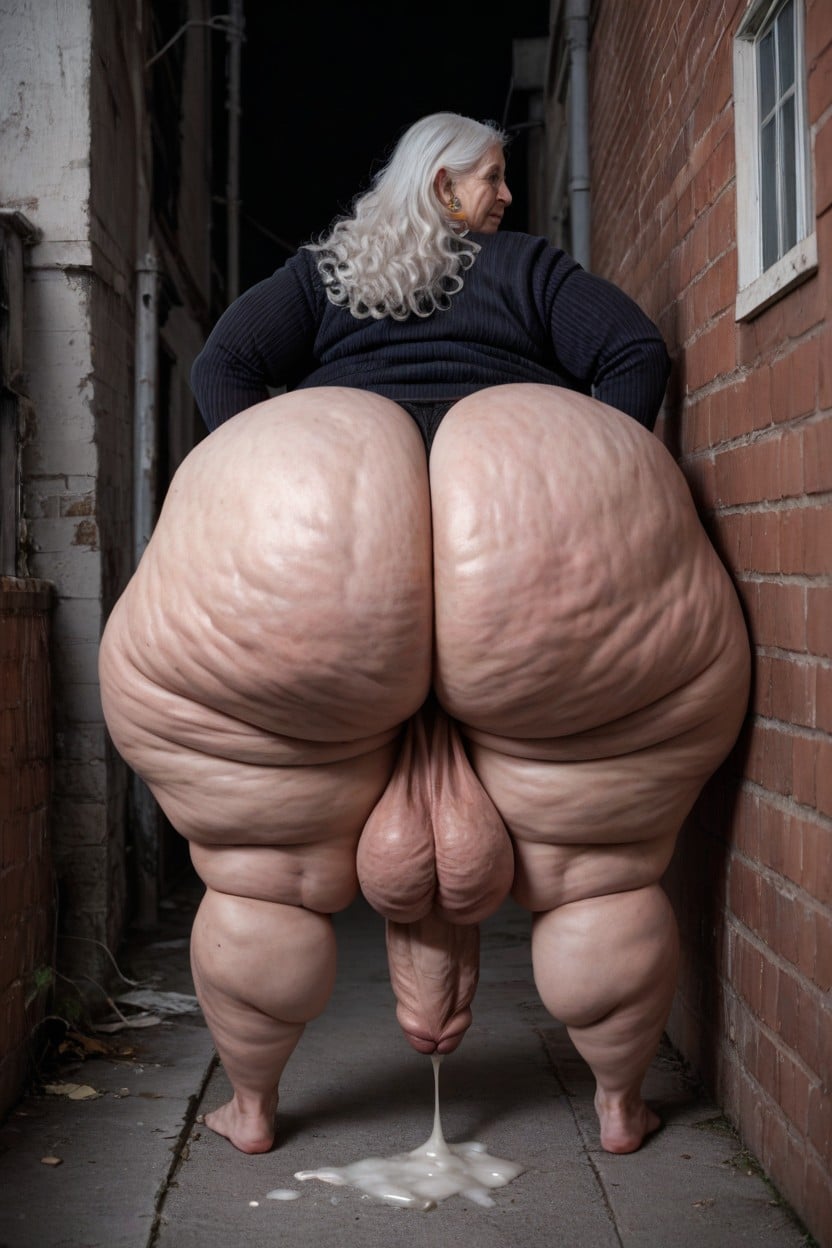 Messy Hair, Hyper Hairy Chest Hair Extremely Massive Long Bulge Through Clothing, White Hair AI Porn