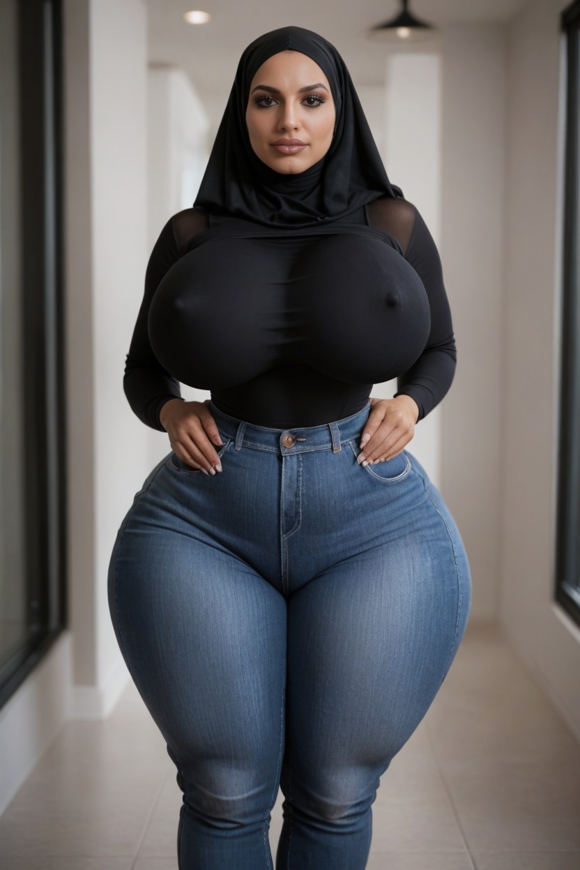 Voluptuous Round Brest, Waist, Super Beautiful Face AI Porn