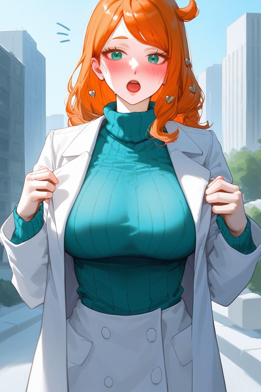 Blushing, Realistic Skin, Jiggling Breasts AI Porn