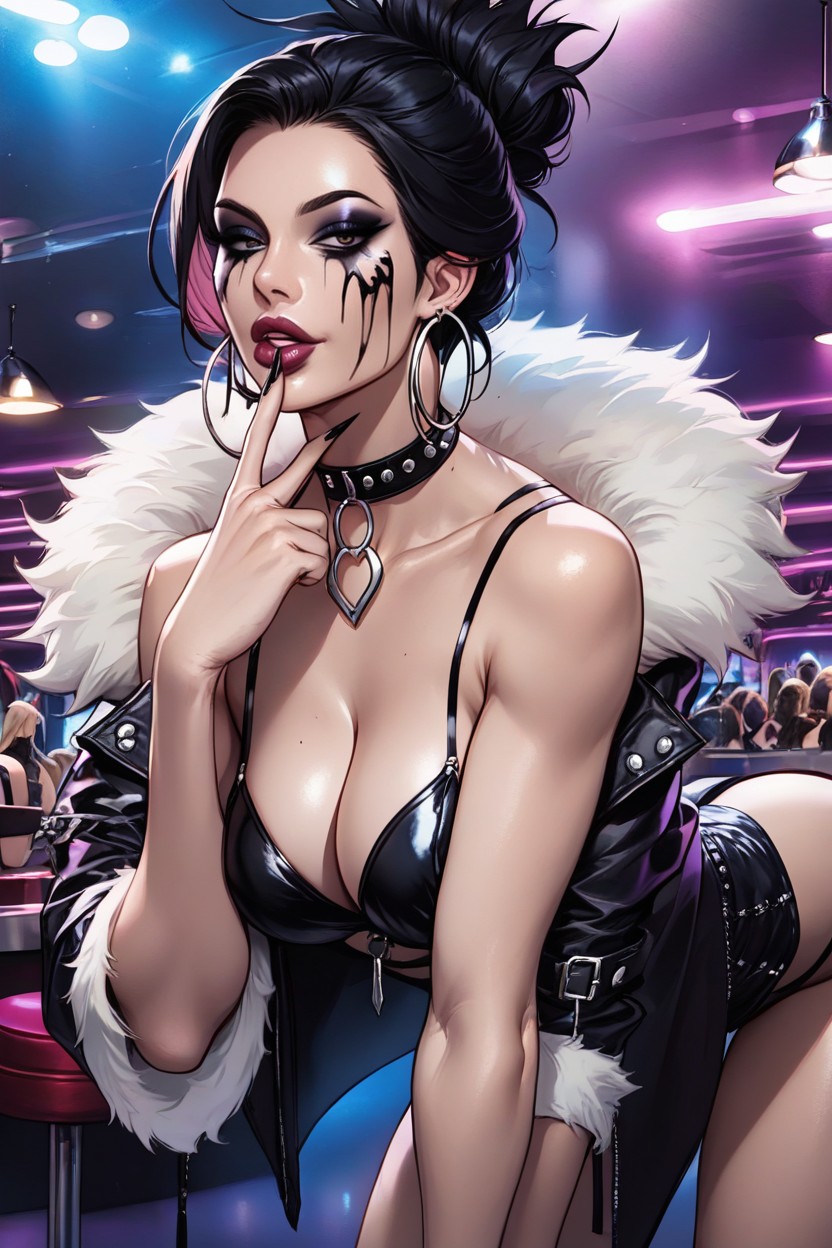 Pale Skin, Bimbo, Goth Makeup AI Porn